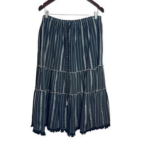 Vintage Usindo Tiered Drawstring Skirt Size XL Boho Bohemian Peasant Cottage